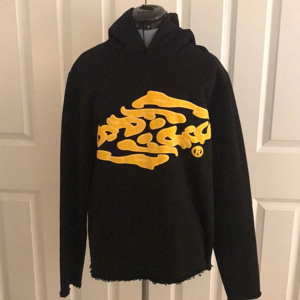 EVAW Rich Habits Black Hoodie Streetwear Sweatshirt  Yellow Graphi…